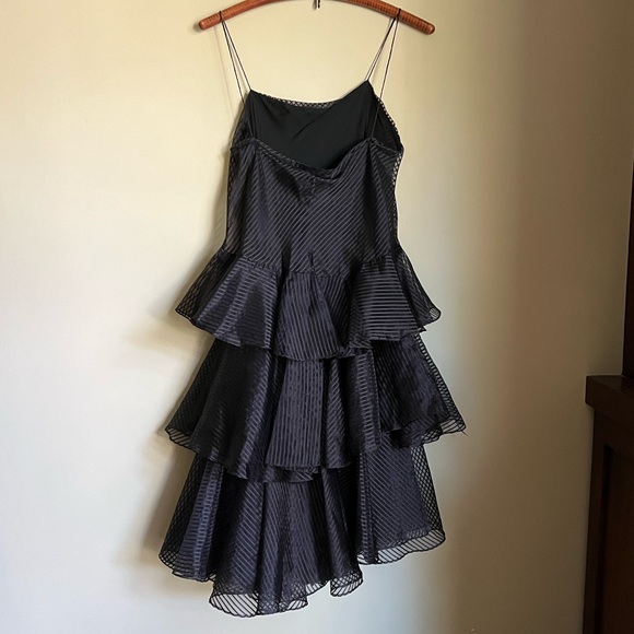 Wednesday Dress, Tiered Ruffled Formal Gown, Tea Length, Goth Prom Dress - Picture 10 of 14
